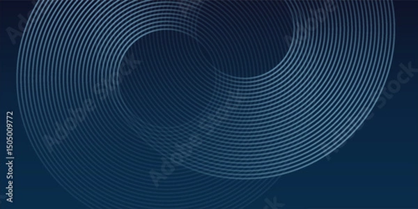Fototapeta Abstract blue glowing geometric lines on dark blue background. Modern shiny blue circle lines pattern. Futuristic technology concept simple art