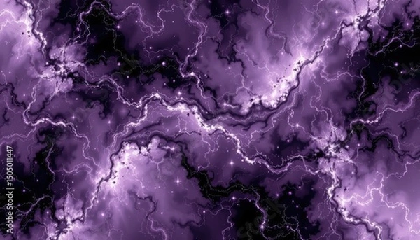 Fototapeta Abstract Purple Cosmic Background with Electric Lightning Effect
