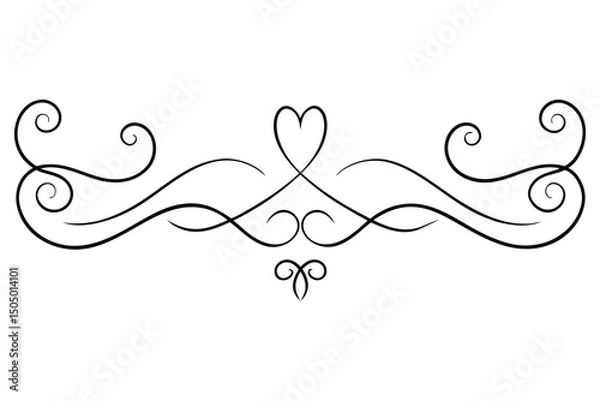 Obraz Beautiful Heart Vector Swirls Flourish Borders for Weddings and Stationery