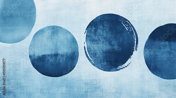 Fototapeta 青の水彩画　丸テクスチャー背景イラスト　Generative AI