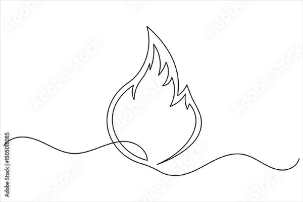 Fototapeta Fire icon continuous one line drawing minimalist style isolate simple outline vector illustration