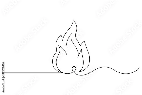 Fototapeta Fire icon continuous one line drawing minimalist style isolate simple outline vector illustration