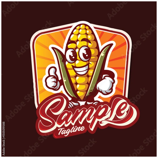 Fototapeta Cheerful Corn Cob Mascot Brand Logo Design