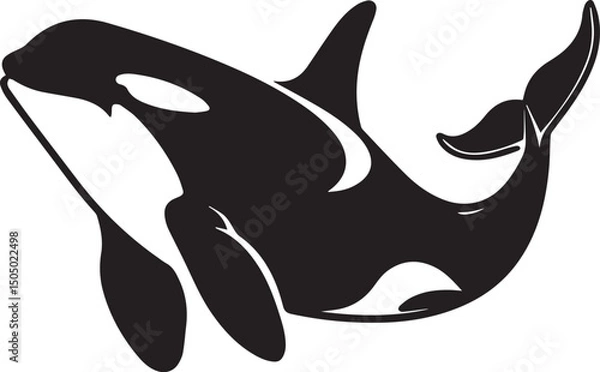 Fototapeta orca whale black and white clours abstract minimalist flat logo design with white background icon black vector illustration