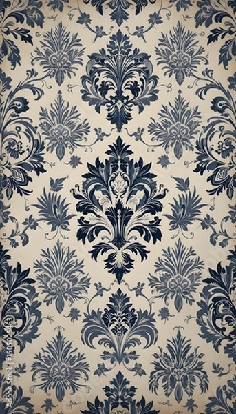 Fototapeta seamless damask pattern AI Generated illustration flower 