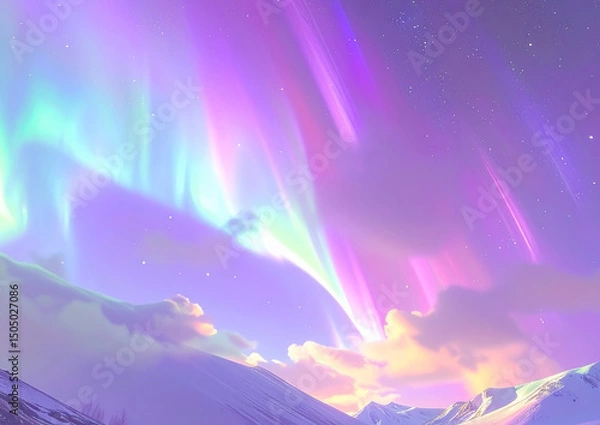 Obraz 幻想的なオーロラの空（生成AI　Generated Image）