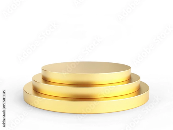 Fototapeta golden color empty big podium, on white background on transparency background
