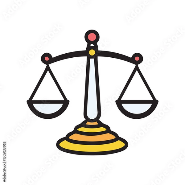 Obraz Justice scales graphic in a color illustration style. Depicts balanced scales with a simple, yet detailed illustration.