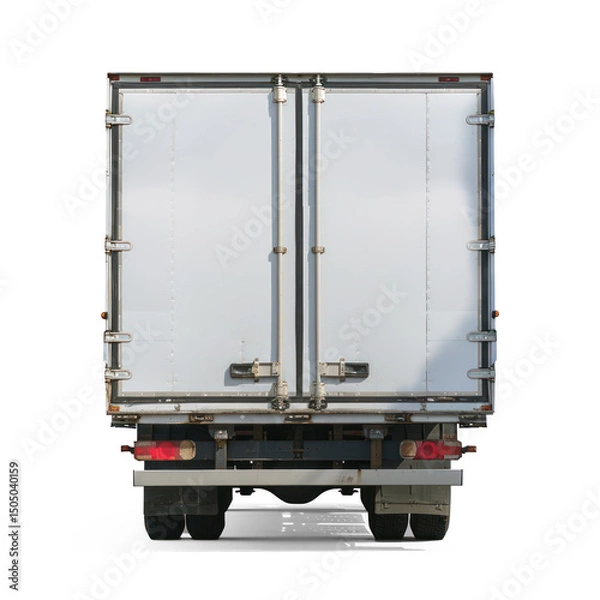 Fototapeta an image shows the back of a truck, perspective view, white background , png on transparency background
