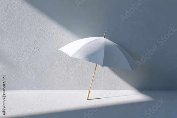 Fototapeta Minimalist umbrella casting soft shadows, symbolizing protection