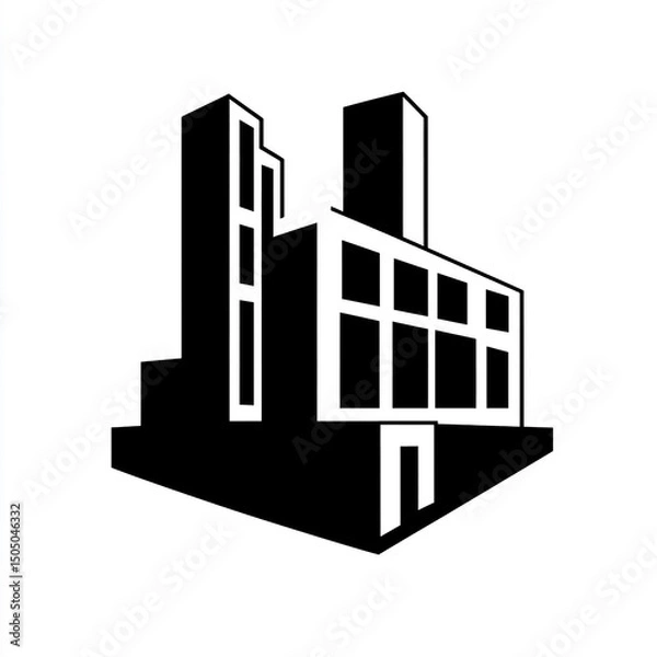 Fototapeta Abstract geometric rendering of a stylized industrial building silhouette