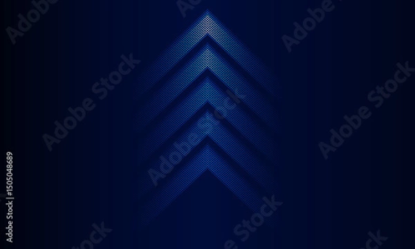 Fototapeta Dark blue abstract Light out technology and with neon dots with glowing arrow lines futuristic concept. Hitech communication concept innovation background, vector design