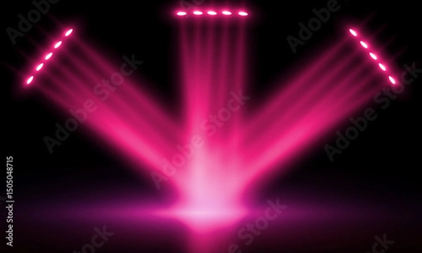 Fototapeta Colorful lights on the stage light floodlights vector design.