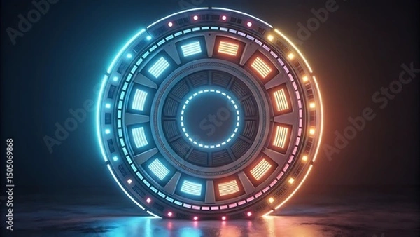 Fototapeta Neon Circular Gateway Gemini API gen-lang-client-0847638545 Integration in Futuristic Design