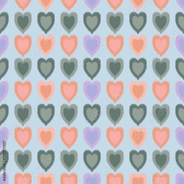 Obraz Repeating pattern of stylized hearts against a light blue background.