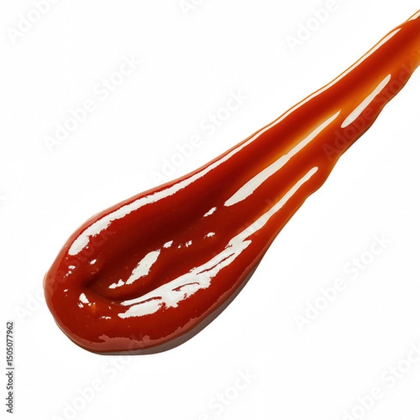 Fototapeta A smooth, rich, and glossy line of ketchup, ideal for food styling and culinary art.