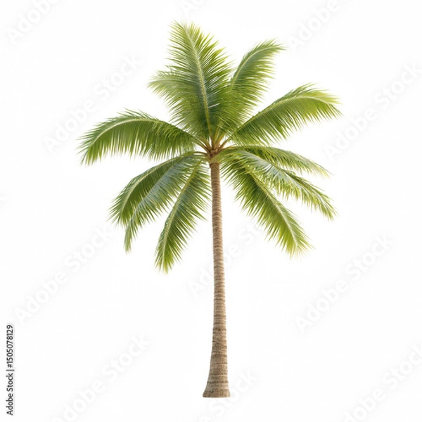 Fototapeta A tall, vibrant palm tree with lush green fronds reaching towards the sky.