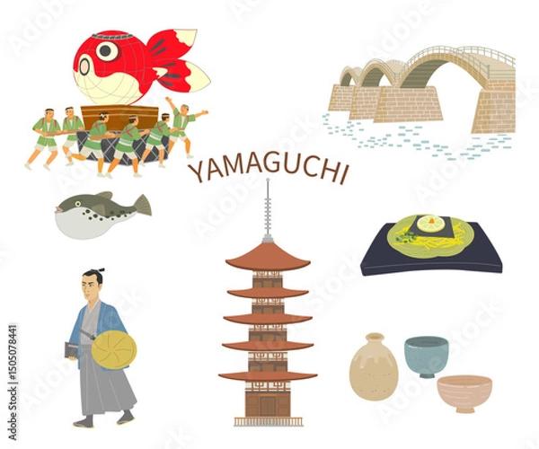 Obraz 山口県の観光地と名産品