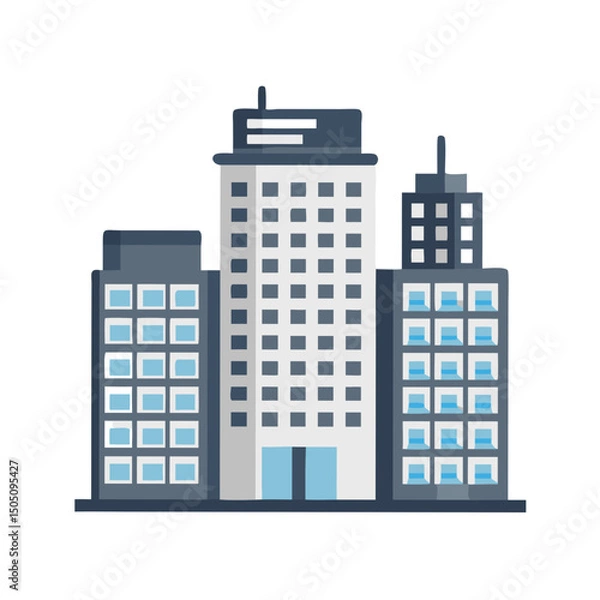 Fototapeta Urban Skyscraper Complex Icon – City Buildings, Skyline, Architecture Vector Design