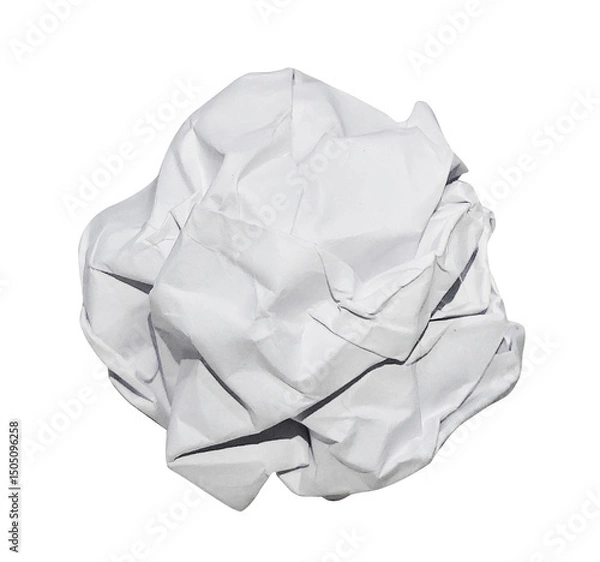 Obraz Crumpled white paper ball. Transparent isolated background
