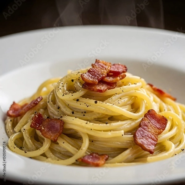 Fototapeta Classic Spaghetti Carbonara with Crispy Guanciale