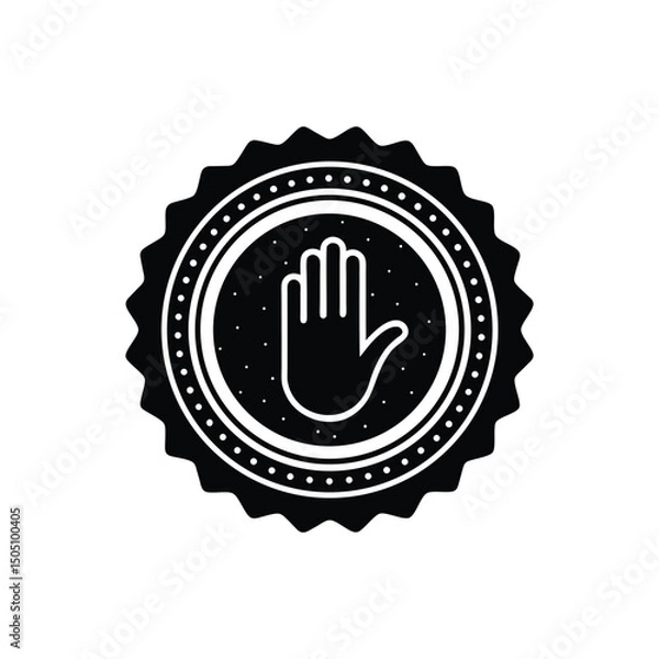 Obraz stamp with hand logo vector illustration isolated on white background