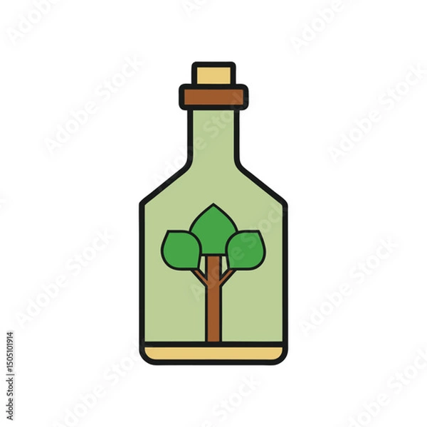 Obraz Tree bottle logo vector illustration isolated on white background