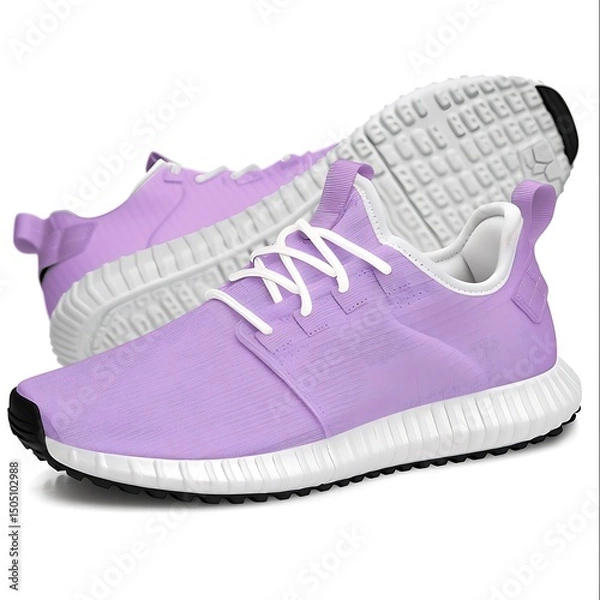 Fototapeta Modern Lavender Running Shoes on White Background for Active Lifestyle