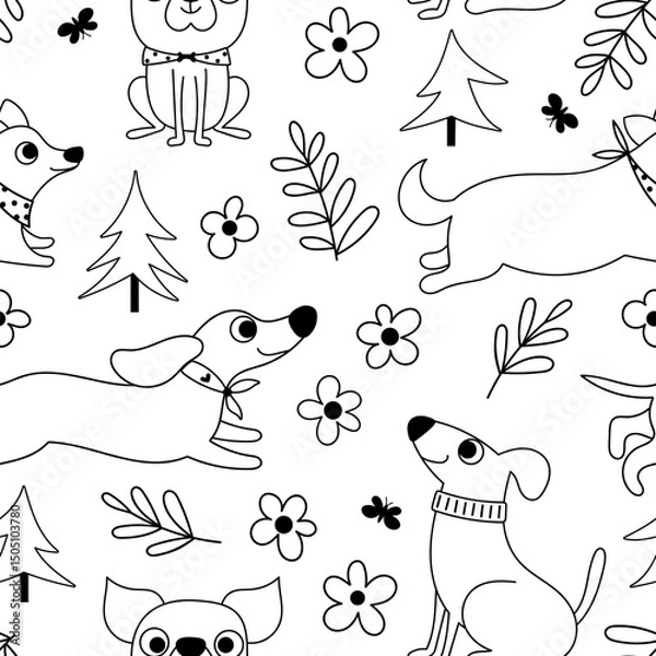 Obraz Childish seamless pattern with dogs