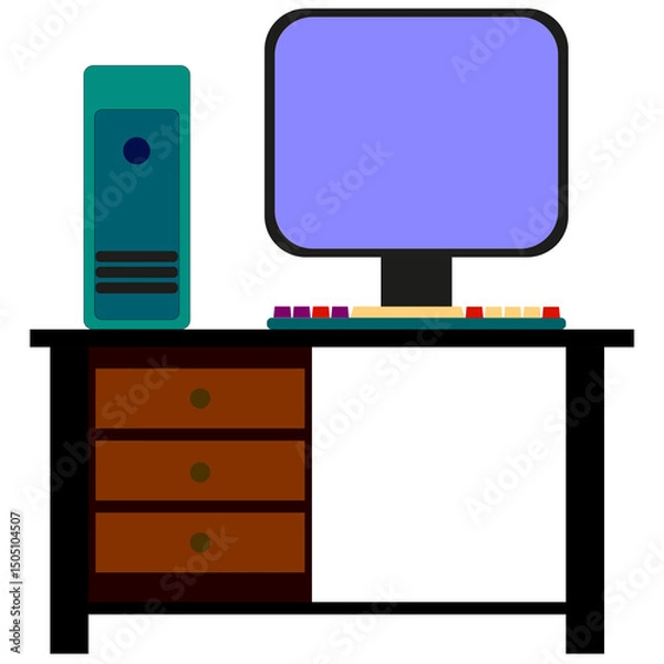 Obraz computer desk illustration png, perfect for design graphic