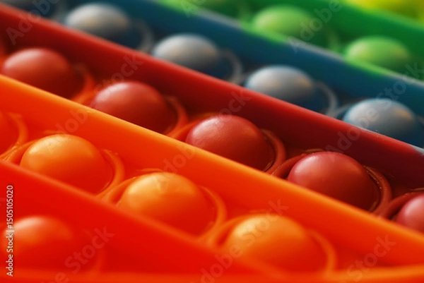 Obraz Close-Up of Colorful Pop It Fidget Toys - Sensory Stress Relief and Relaxation