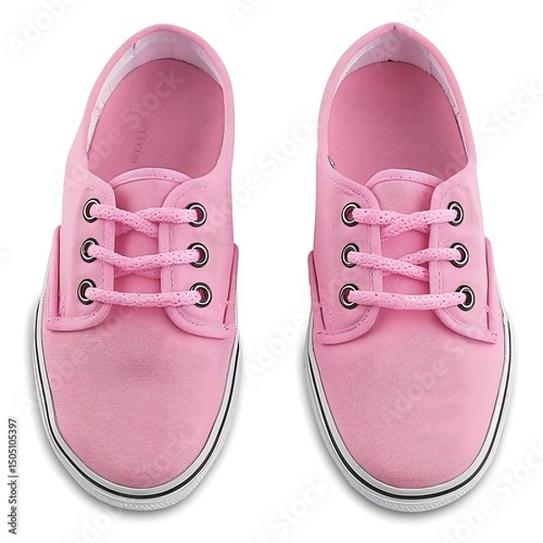 Fototapeta Pink Canvas Sneakers Detailed Close-Up from Above, Ready for Summer Fun