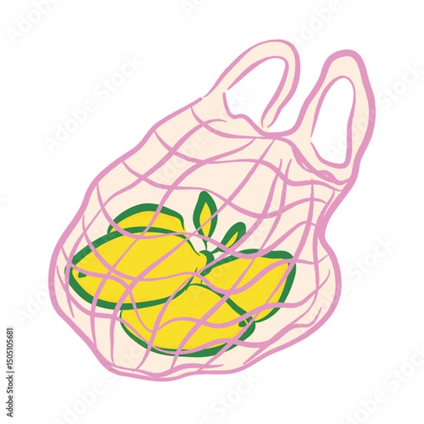 Obraz Hand drawn lemons in doodle style. Mediterranean Italy sea element for italian menu, wedding, print, invitation. Ink sketch design of coast summer beach. Amalfi flat tropical vector illustration.