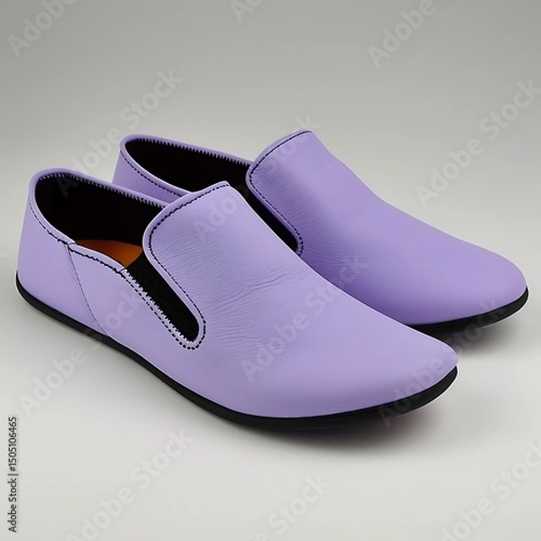 Fototapeta Studio Shot of Pair of Lilac Casual Slip-On Shoes for Everyday Comfort