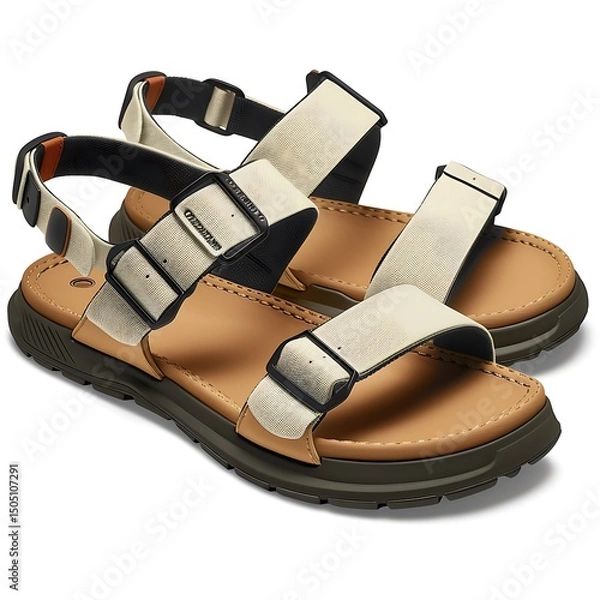 Fototapeta Stylish Pair of Modern Sandals with Adjustable Straps, Perfect for Outdoors