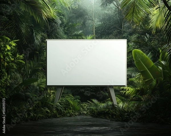 Obraz A white sign is in a jungle setting