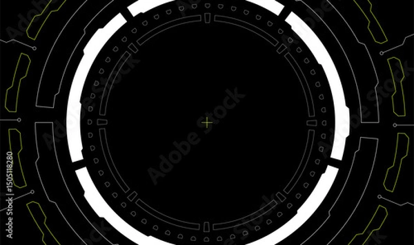 Fototapeta Abstract futuristic target background. Cyberpunk circuit board on black background