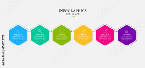 Fototapeta 6 Steps business timeline infographic template design