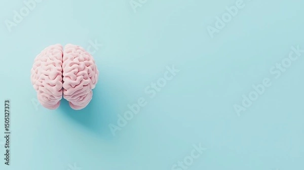 Obraz detailed pink color human brain illustration on a soft background representing concepts of science, biology, and cognitive intelligence for educational and medical design use