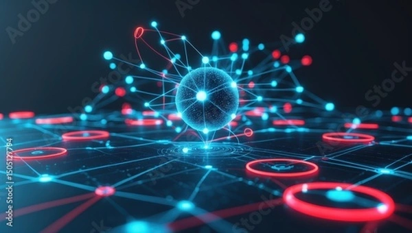 Fototapeta Military operations planning with advanced AI technology for network control and system management