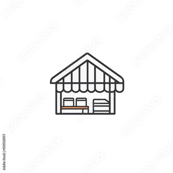 Obraz Small market stall with awning and counter