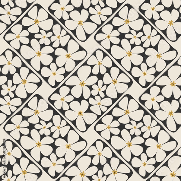 Obraz Trendy minimalist seamless botanical pattern with abstract creative hand drawn composition