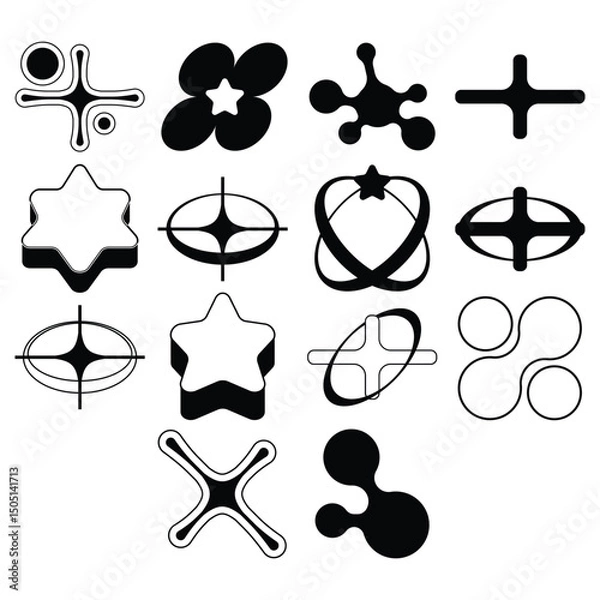 Fototapeta Aesthetic Y2k Monochrome UI Website Shape Asset Decorate