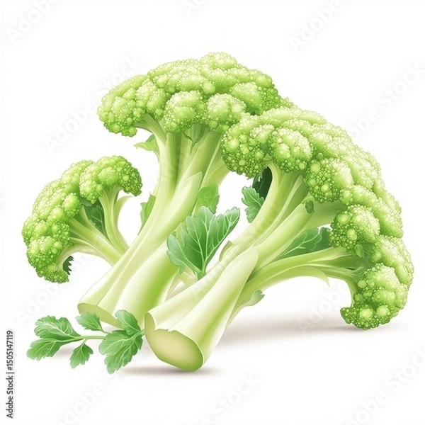 Fototapeta Exquisite Cluster of Romanesco Broccoli A Symphony of Fibonacci Sequence in Verdant Green Produce