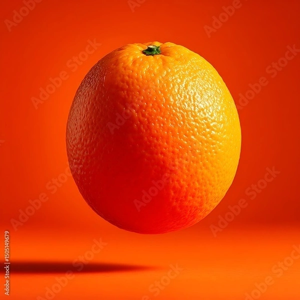 Fototapeta Bright orange citrus fruit with textured skin on an orange background with soft shadow and warm lighting
