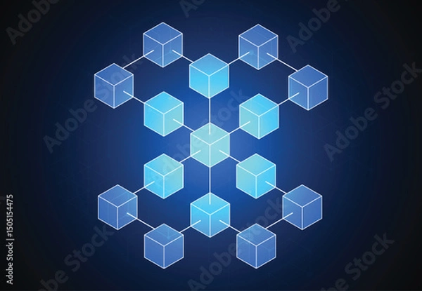 Fototapeta Abstract blockchain digital technology concept. Big data design. Vector illustration