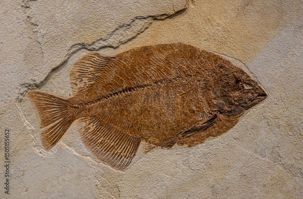 Obraz Very old diplomystus fish fossil
