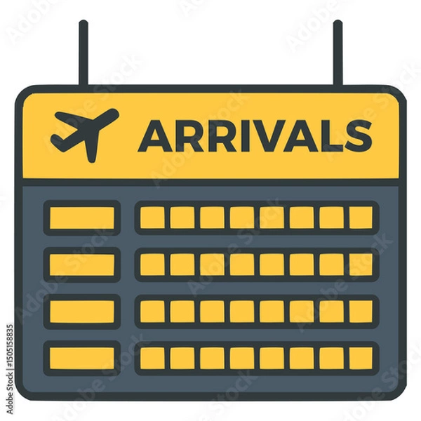 Obraz airport arrival board panel flat color vector illustration template design