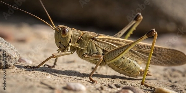 Fototapeta grasshopper on the ground