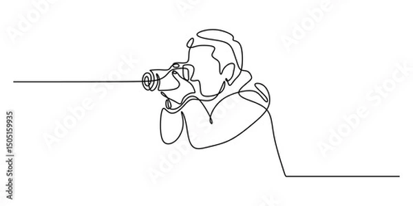 Obraz Photographer with Camera Continuous Line, Photo Passion Art